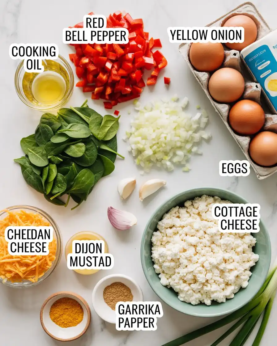 Ingredients of Cottage Cheese Egg Bake