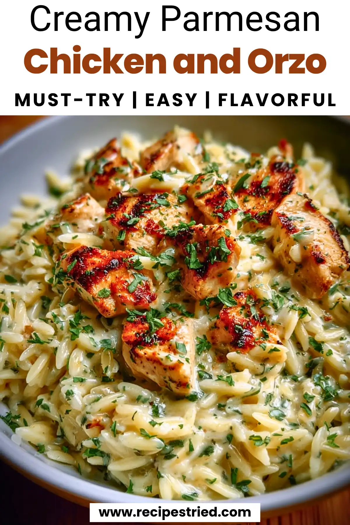 Creamy Parmesan Orzo with Chicken Easy