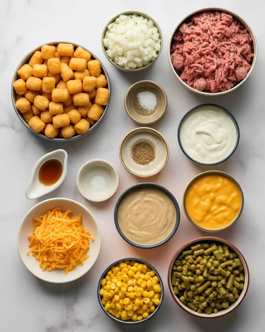 Ingredients Of Tater Tot Casserole with Ground Beef
