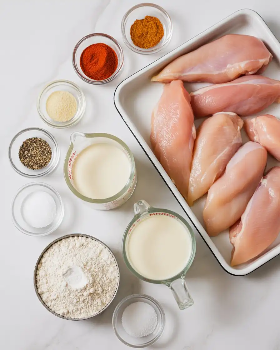 Ingredients of Buttermilk Fried Chicken Tenders