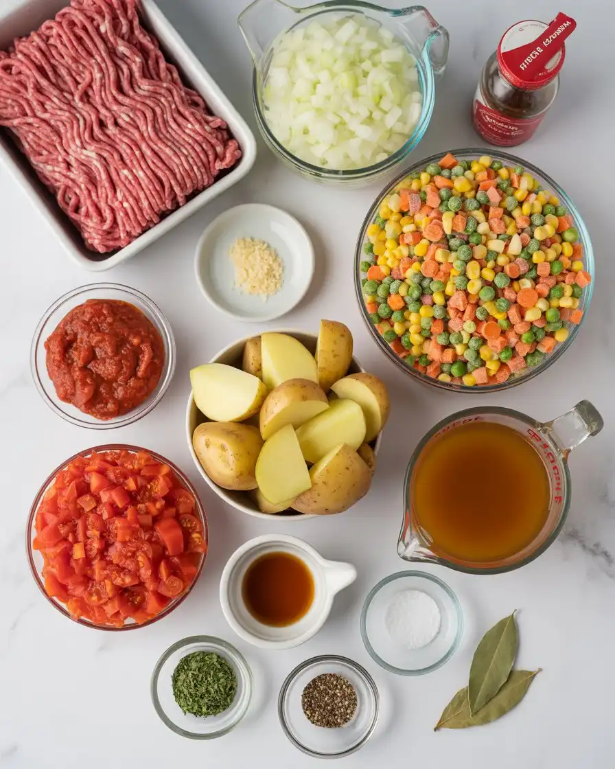 Ingredients of Hamburger Soup