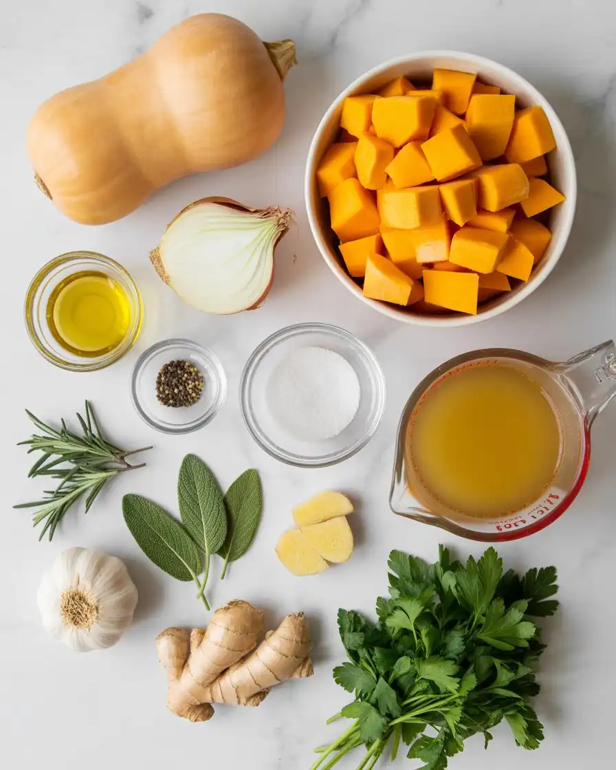 Ingredients of Butternut Squash Soup