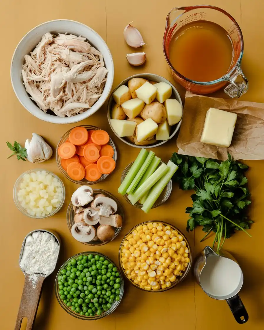 Ingredients of Chicken Pot Pie Soup