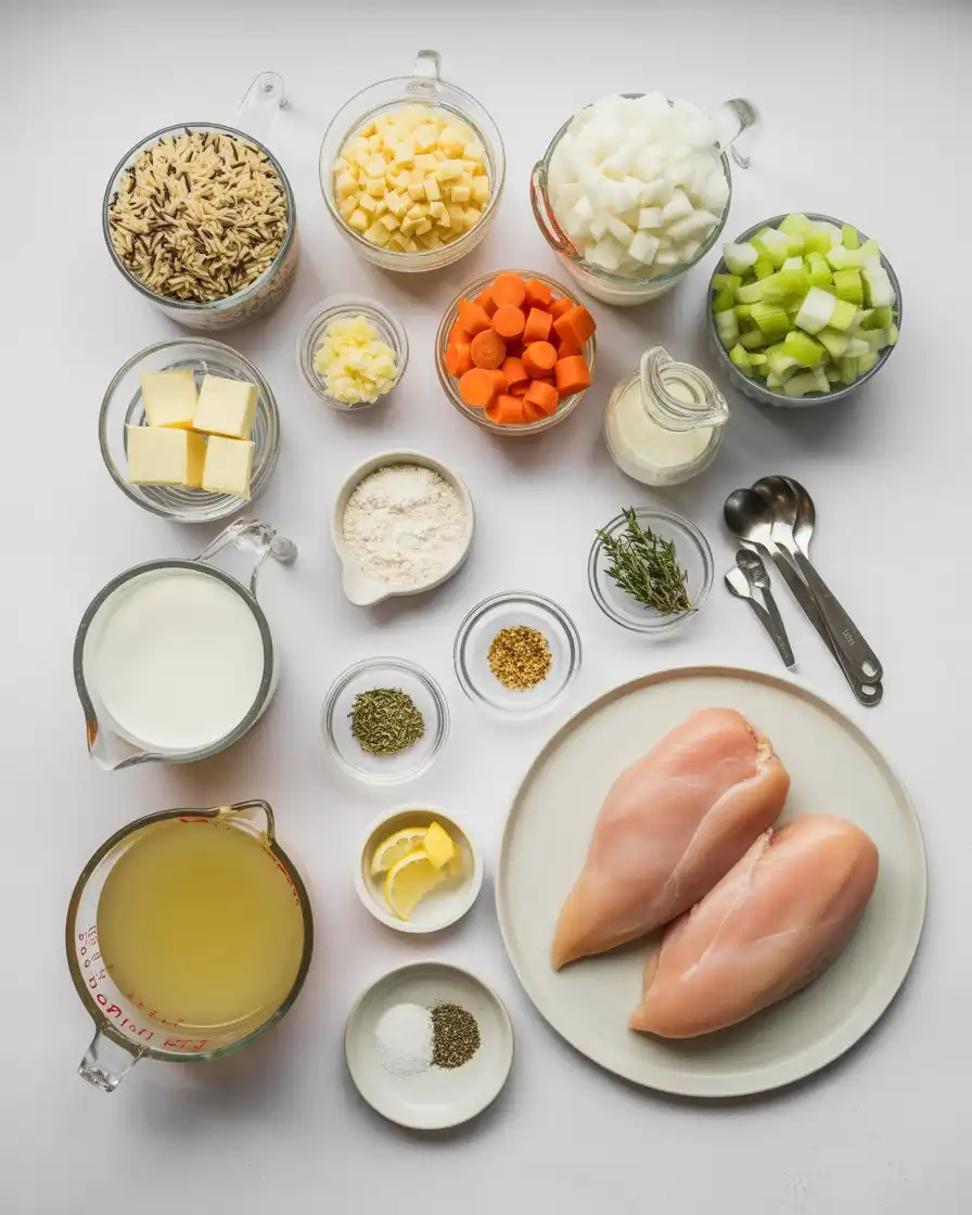 Ingredients of Chicken and Wild Rice Soup