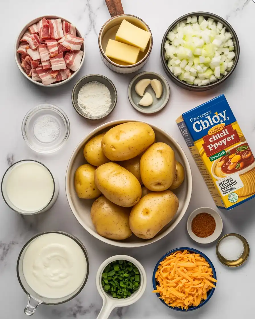 Ingredients of Loaded Baked Potato Soup