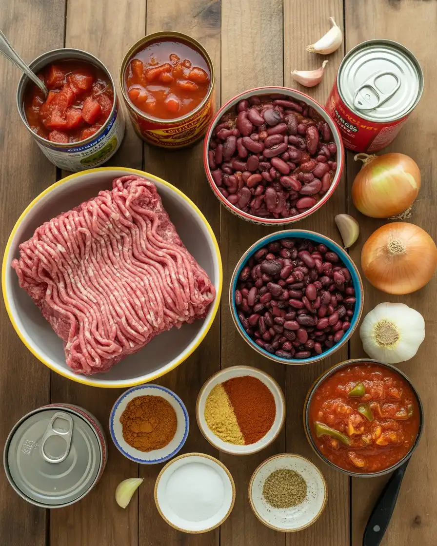 ingredients of Slow Cooker Beef Chili