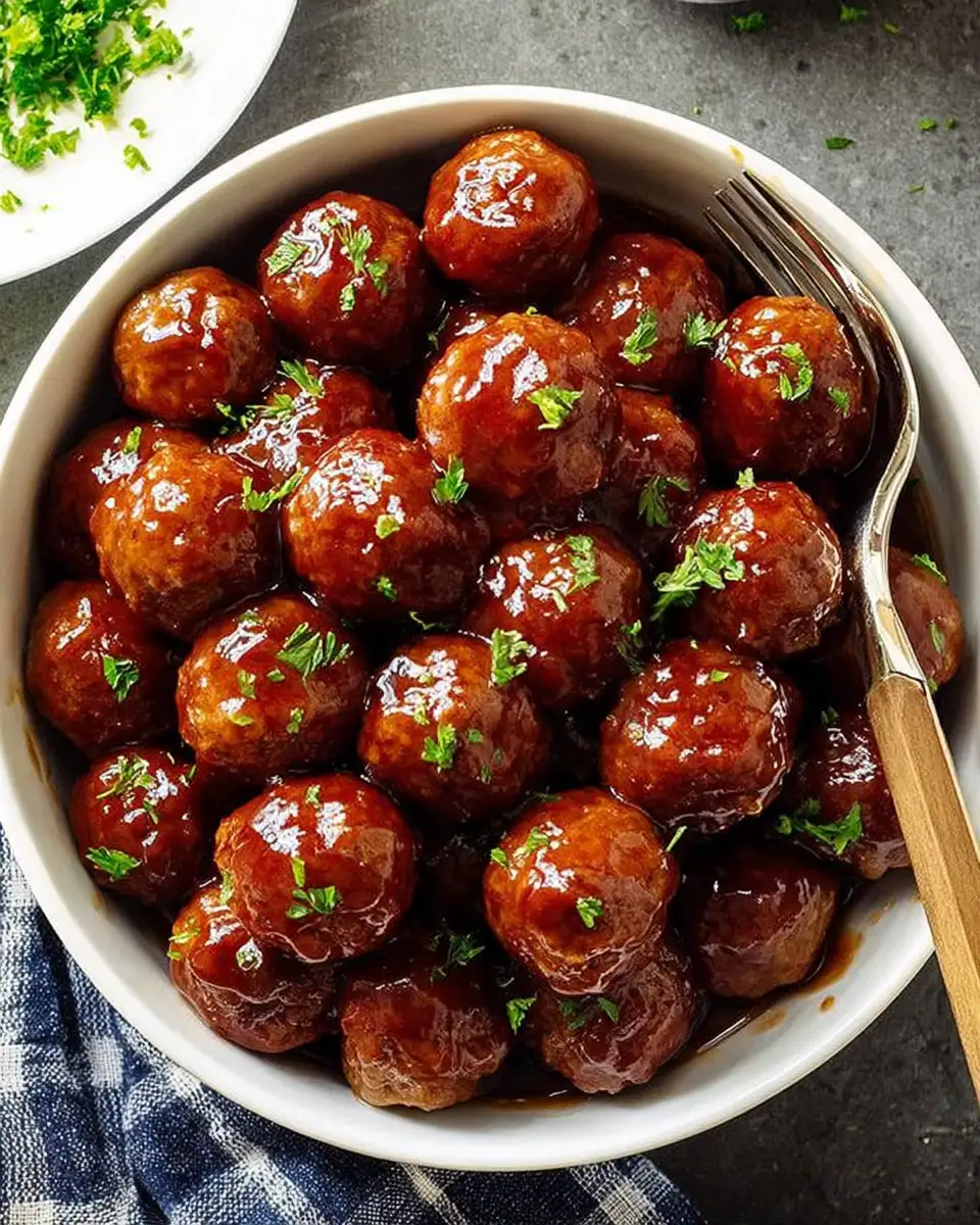 Crockpot Grape Jelly BBQ Meatballs
