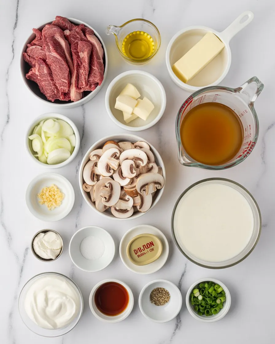 Ingredients of Beef Stroganoff Recipe