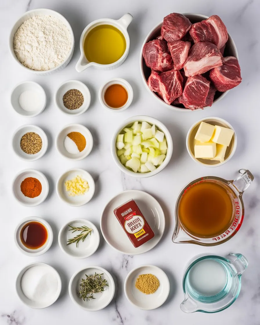 Ingredients of Beef Tips and Gravy