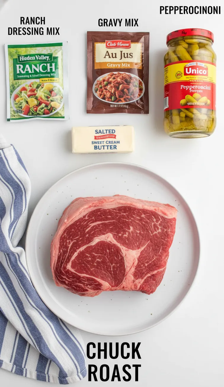 Ingredients of Mississippi Pot Roast