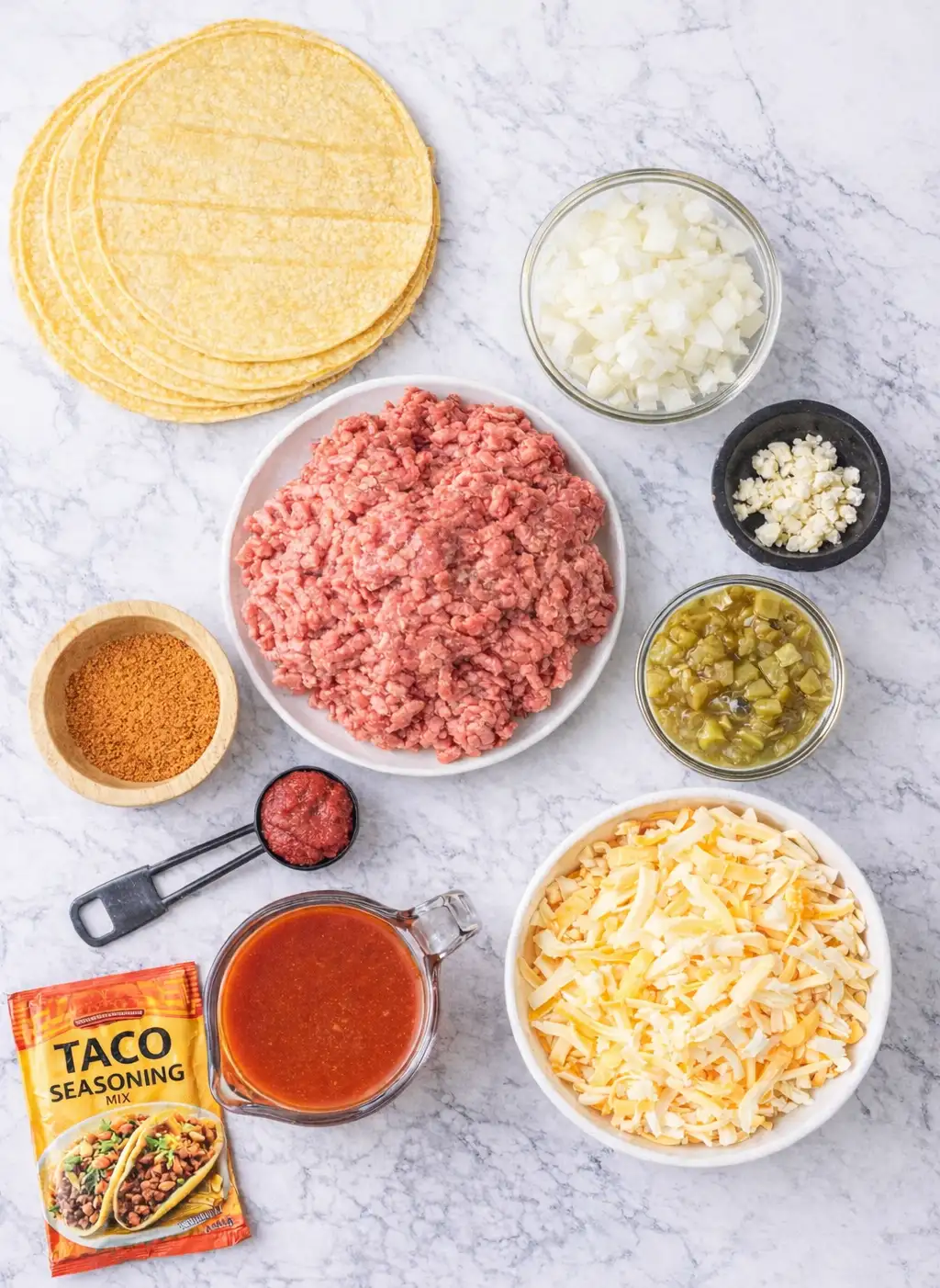 Ingredients of Beef Enchiladas