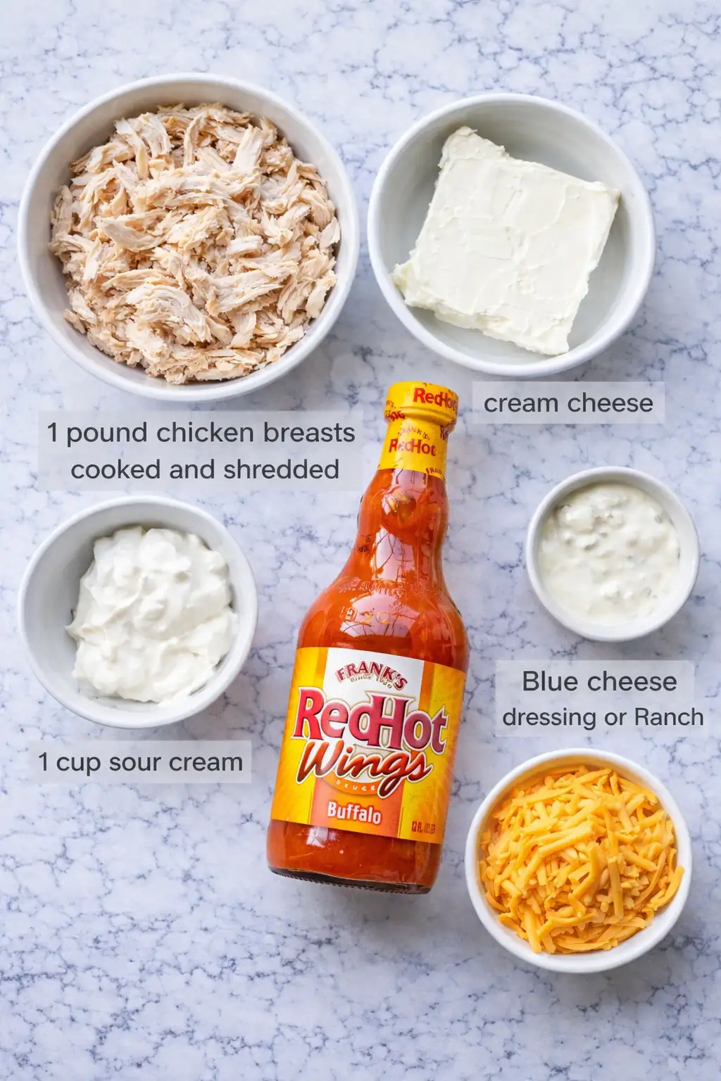 Ingredients of Buffalo Chicken Dip Recipes